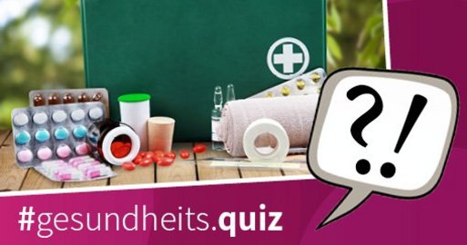 Gesundheitsquiz Bestandteile einer Reiseapotheke, Text: Gesundheitsquiz