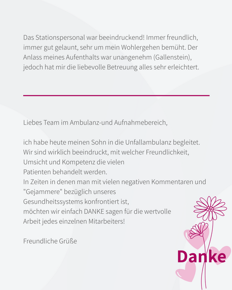 E-Mail eines Patienten/einer Patientin