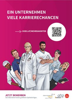 Kampagne Mehr dahinter, als man denkt mit verschiedenen Berufsgruppen und QR-Code