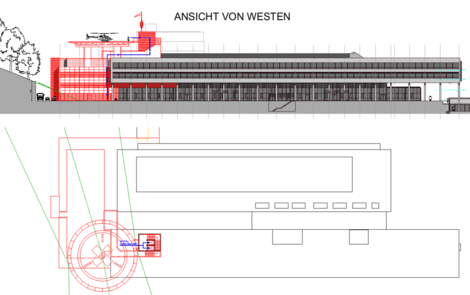 grafische Hausansicht inkl. geplantem Zubau