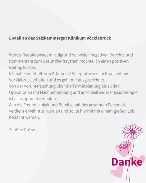 E-Mail an das Salzkammergut Klinikum Vöcklabruck