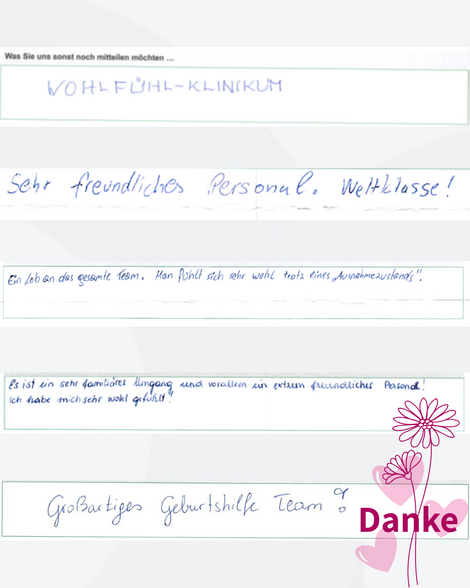 Rückmeldungen auf unseren Patientenfragebögen