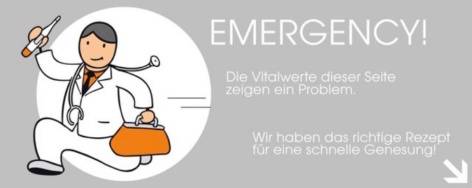 Symbolbild Notfall. Emergency - Die Vitalwerte dieser Seite zeigen ein Problem.  Wir haben das richtige Rezept für eine schnelle Lösung.