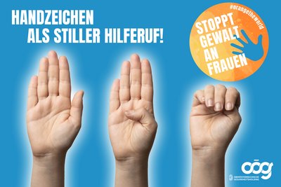 Plakat mit Handzeichen für stillen Alarm
