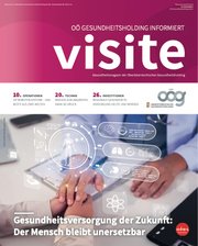 Titelseite der visite Gesundheitsversorgung der Zukunft: Der Mensch bleibt unersetzbar