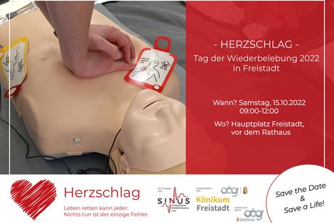 Plakat Herzschlag - Tag der Wiederbelebung 2022 in Freistadt 