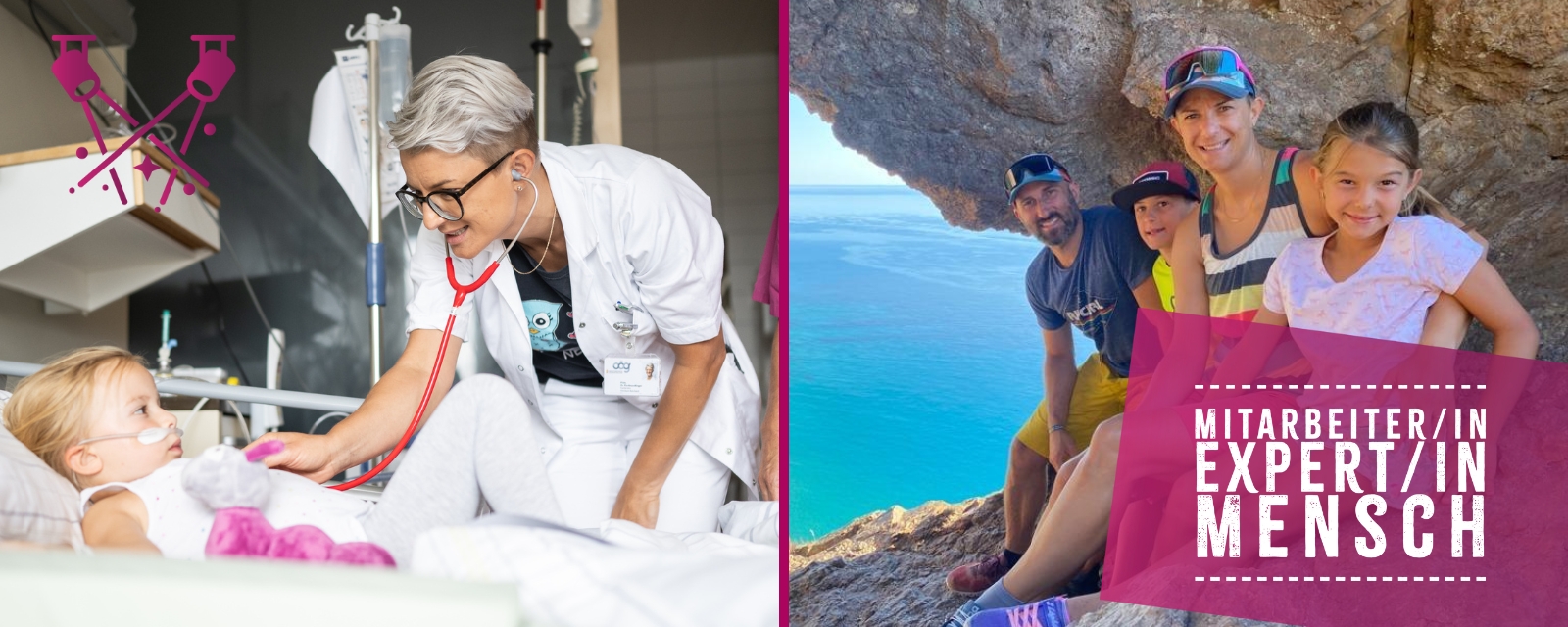 David Asanger bei der Arbeit in der Ortho-Trauma-Ambulanz und beim Downhill