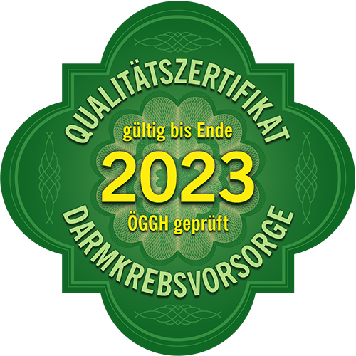 Qualitätszertifikat Darmkrebsvorsorge ÖGGH geprüft gültig bis Ende 2023